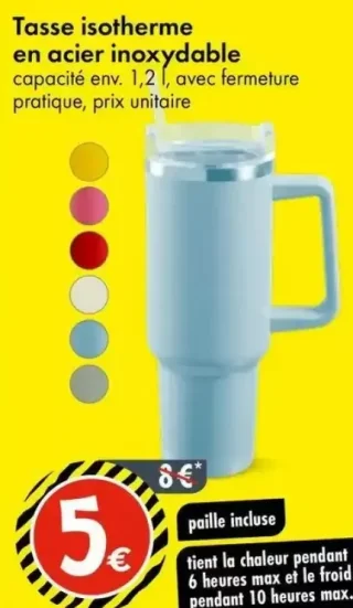 Tasse isotherme en acier inoxydable 1,2 l