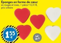 Éponges en forme de cœur Lot de 5