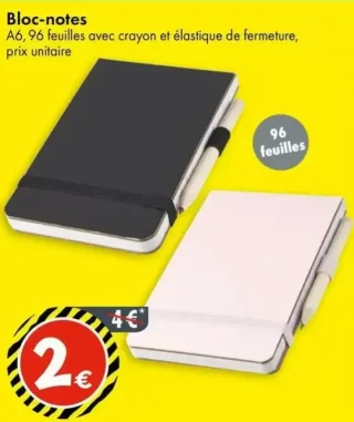 Bloc-notes A6 avec crayon et élastique de fermeture