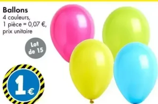 Ballons 4 couleurs TEDi (Lot de 15)