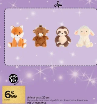Peluche Animal assis 20 cm Smart & Fun
