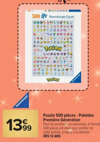 Puzzle 500 pièces Pokédex Première Génération Pokémon Ravensburger