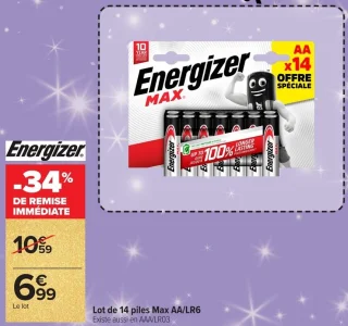 Lot de 14 piles Max AA/LR6 Energizer