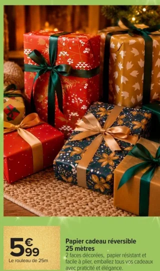 Papier cadeau réversible 25 mètres