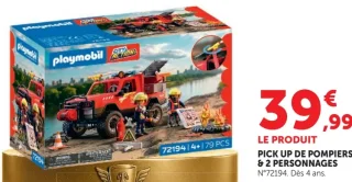 Pick up de pompiers & 2 personnages Playmobil City Action 72194
