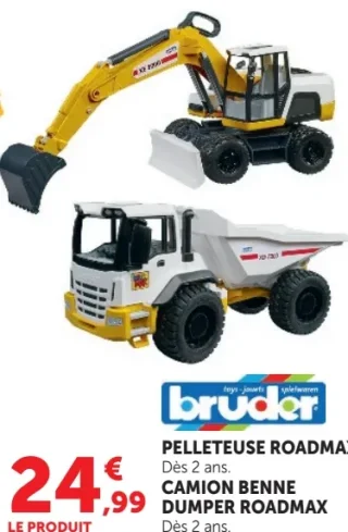 Bruder Pelleteuse Roadmax / Camion Benne Dumper Roadmax