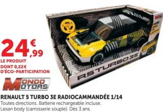 Voiture Renault 5 Turbo 3E radiocommandée 1/14 Mondo Motors