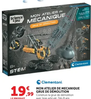 Clementoni Mon atelier de mécanique Grue de démolition