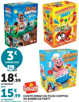 Jeu de société Cuisto Dingo, Filou Chiptou ou Barbecue Party Goliath