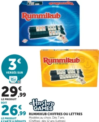 Jeu de société Rummikub Chiffres ou Lettres Hasbro Games
