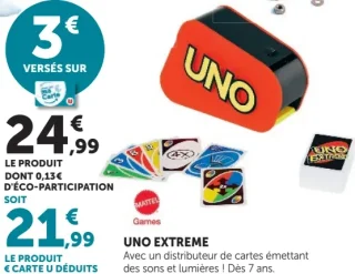 Jeu de cartes UNO Extreme Mattel Games