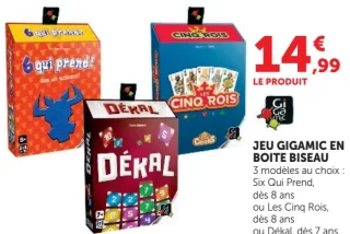 Jeu Gigamic en boîte biseau (Six Qui Prend, Les Cinq Rois ou Dékal)