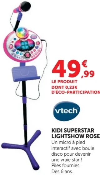 Micro à pied Kidi Superstar Lightshow Rose vtech