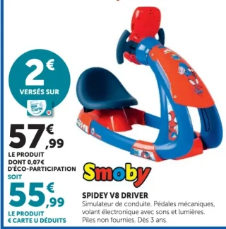 Spidey V8 Driver Smoby - Simulateur de conduite