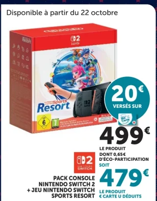 Pack Console Nintendo Switch 2 + Jeu Nintendo Switch Sports Resort