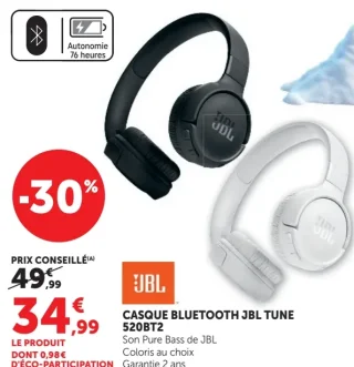 Casque Bluetooth JBL Tune 520BT2
