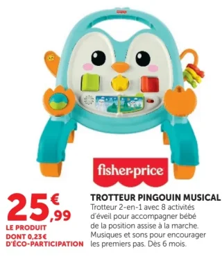 Trotteur pingouin musical Fisher-Price