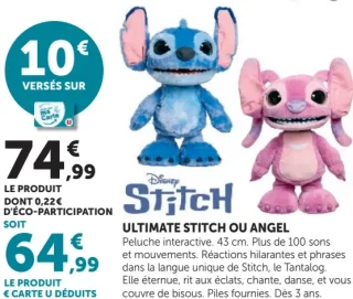Peluche interactive Ultimate Stitch ou Angel Disney