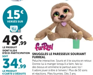 Snuggles le paresseux souriant FurReal