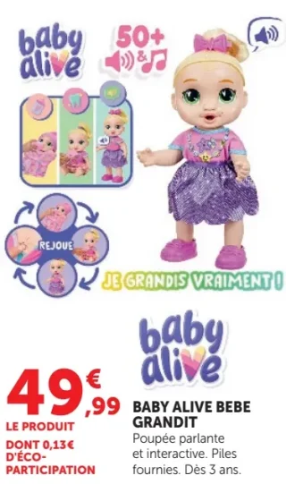 Baby Alive Poupée Bébé Grandit