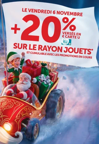 +20% versés en € Carte U sur le rayon jouets