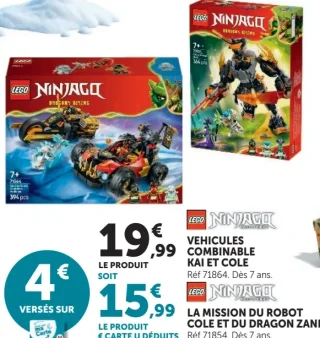 LEGO Ninjago Véhicules combinable Kai et Cole / La mission du robot Cole et du dragon Zane