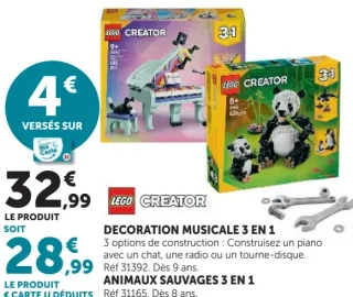 DECORATION MUSICALE 3 EN 1 / ANIMAUX SAUVAGES 3 EN 1 LEGO CREATOR