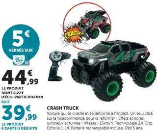 Voiture télécommandée Crash Truck