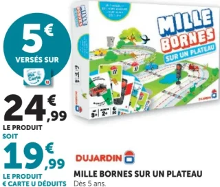 Jeu Mille Bornes sur un plateau Dujardin