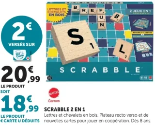 Jeu Scrabble 2 en 1 Mattel Games