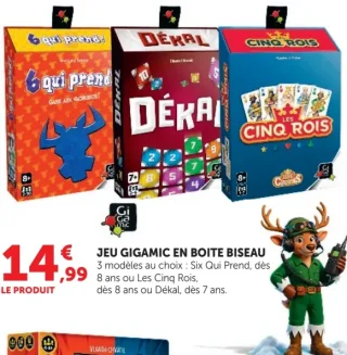 Jeu Gigamic en boîte biseau (Six Qui Prend, Les Cinq Rois, Dékal)