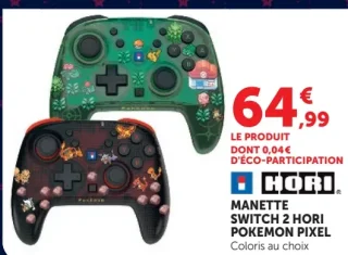 Manette Switch 2 Hori Pokemon Pixel Coloris au choix