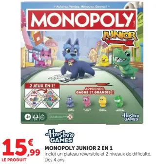 Monopoly Junior 2 en 1 Hasbro Games