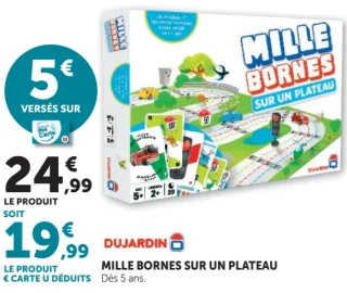 Jeu de société Mille Bornes sur un plateau Dujardin