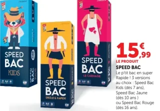 Jeu de cartes Speed Bac