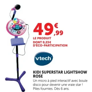 Micro à pied interactif Vtech Kidi Superstar Lightshow Rose
