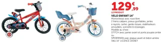Vélo enfant 14" Licence Disney Spiderman / Stitch