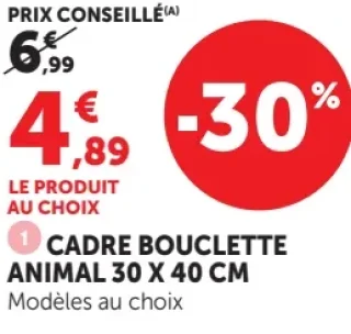 Cadre bouclette animal 30 x 40 cm