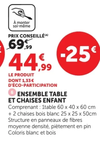 Ensemble table et chaises enfant