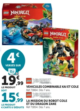 Lego Ninjago Véhicules combinables Kai et Cole / La mission du robot Cole et du dragon Zane