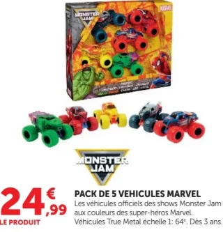 Monster Jam Pack de 5 véhicules Marvel