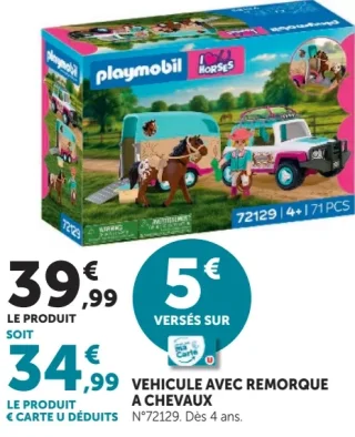 Véhicule avec remorque à chevaux Playmobil Horses N°72129