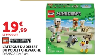 L'attaque du désert du poulet chevauche Lego Minecraft Réf 21592