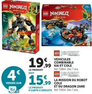 Véhicules combinable Kai et Cole / La mission du robot Cole et du dragon Zane Lego Ninjago