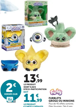 Mini peluche interactive Furblets Grogu ou Minions Furby