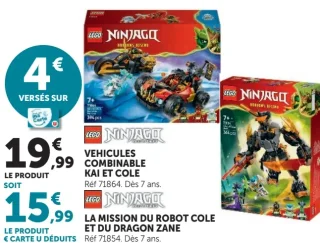 LEGO Ninjago Véhicules combinable Kai et Cole / La mission du robot Cole et du dragon Zane