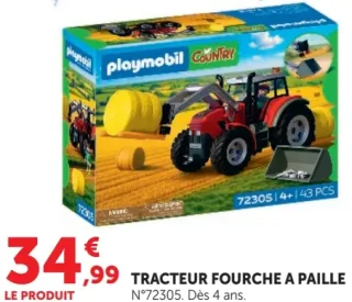 Playmobil Tracteur fourche à paille N°72305