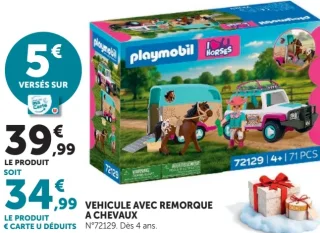 Playmobil Véhicule avec remorque à chevaux N°72129