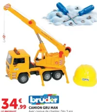 Camion Gru Man Bruder avec casque de chantier