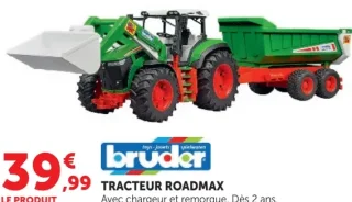 Tracteur Roadmax Bruder avec chargeur et remorque